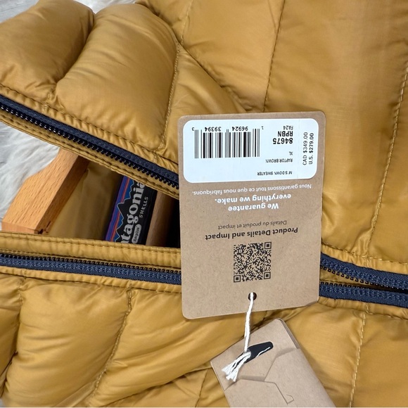 Patagonia Men’s Raptor‎ Brown Colorblock Down Sweater XL - Picture 6 of 13